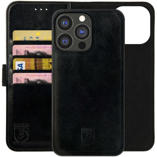 Θήκη Apple iPhone 16 Pro Max - Rosso Element 2 in 1 PU Πορτοφόλι - Black (8719246454363)
