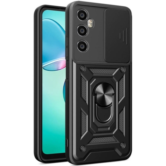 Θήκη Realme C65 4G - Bodycell Armor Slide Ανθεκτική με Κάλυμμα για την Κάμερα & Μεταλλικό Ring Holder - Black (5206015078750)
