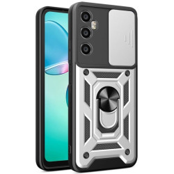 Θήκη Realme C65 4G - Bodycell Armor Slide Ανθεκτική με Κάλυμμα για την Κάμερα & Μεταλλικό Ring Holder - Silver (5206015078774)