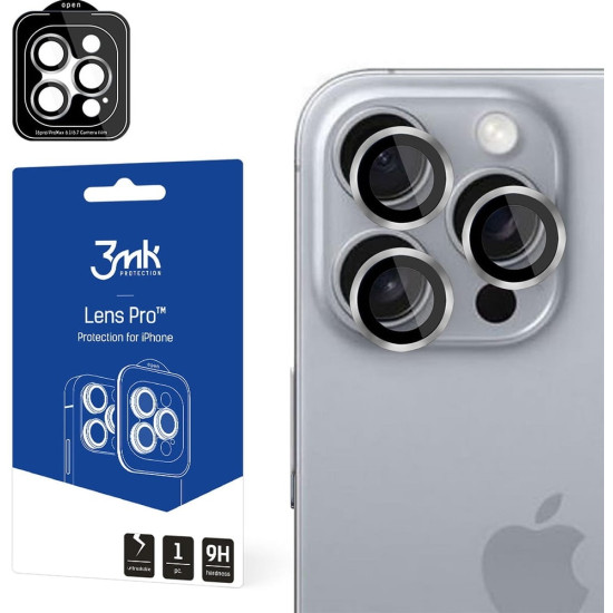 Αντιχαρακτικό Γυαλί Προστασίας Apple iPhone 16 Pro / 16 Pro Max - 3MK Lens Protection Pro για Φακό Κάμερας - Titanium Grey (5903108588614)