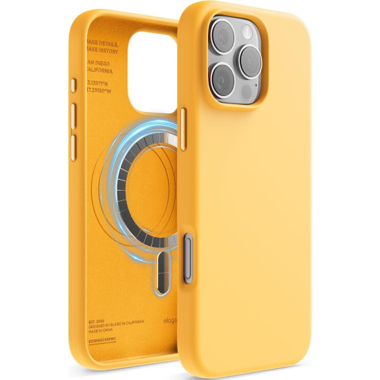 Θήκη Apple iPhone 16 Pro Max - Elago Magnetic Silicone Case Premium Σιλικόνης με MagSafe - Sunshine (ES16MSSC69PRO-SUN)
