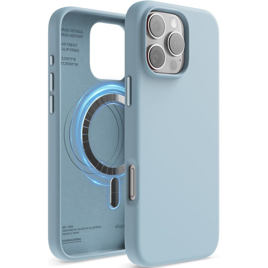 Θήκη Apple iPhone 16 Pro Max - Elago Magnetic Silicone Case Premium Σιλικόνης με MagSafe - Sky Blue (ES16MSSC69PRO-SBL)