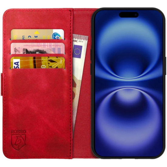 Θήκη Apple iPhone 16 - Rosso Element PU Πορτοφόλι - Red (8719246453816)