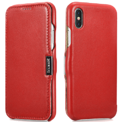 Θήκη Apple iPhone X / XS - iCarer Luxury Series Side-Open Δερμάτινη - Red (RI802-RD)