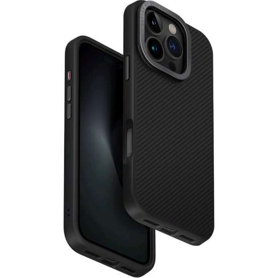 Θήκη iPhone 16 Pro Uniq Keva Max Ανθεκτική Aramid Fiber με MagSafe & Kickstand - Black (UNIQ-IP6.3P(2024)-KEVMMBLK)