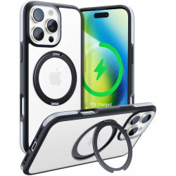 Θήκη iPhone 16 Pro Max Torras Ostand R Fusion Διάφανη Ανθεκτική με MagSafe & KickStand - Black (6970592331742)