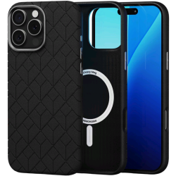Θήκη iPhone 16 Pro Max Spacecase Classy Mag Σκληρή από Οικολογικό Δέρμα με MagSafe - Black (5905719112127)