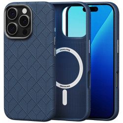 Θήκη iPhone 16 Pro Spacecase Classy Mag Σκληρή από Οικολογικό Δέρμα με MagSafe - Dark Blue (5905719112110)