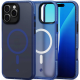 Θήκη iPhone 16 Pro Spacecase Hybrid Fusion Mag Ημιδιάφανη Σκληρή με MagSafe - Dark Blue (5905719112455)