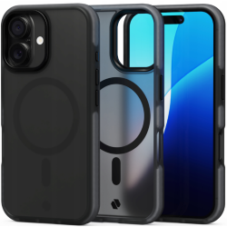 Θήκη iPhone 16 Spacecase Hybrid Fusion Mag Ημιδιάφανη Σκληρή με MagSafe - Black (5905719112370)