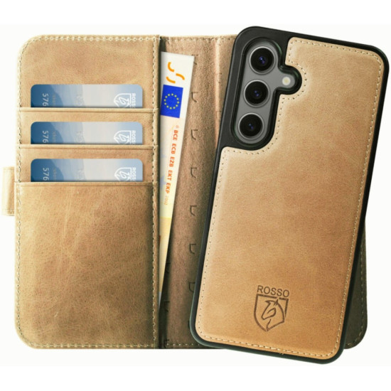 Θήκη Samsung Galaxy S24 FE Rosso Elite Δερμάτινο Πορτοφόλι με MagSafe - Light Brown (8719246459610)
