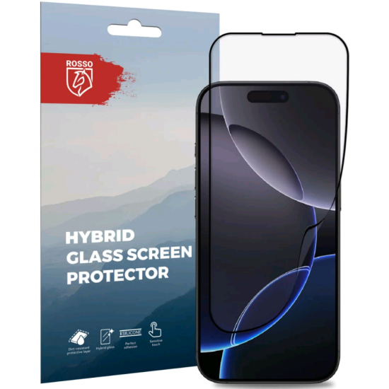 Hybrid Glass iPhone 16 Pro Rosso FullFace Αντιχαρακτικό Υβριδικό Προστατευτικό Οθόνης - Black (8719246461088)