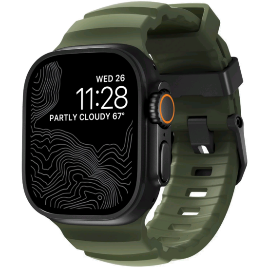 Λουράκι Apple Watch Ultra/SE/11/10/9/8/7/6/5/4 (49/46/45/44mm) Nomad Rocky Point Band Αδιάβροχο FKM & Τιτάνιο - Forest / Black (NM014797858)