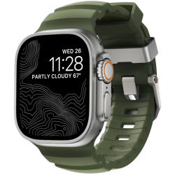 Λουράκι Apple Watch Ultra/SE/11/10/9/8/7/6/5/4 (49/46/45/44mm) Nomad Rocky Point Band Αδιάβροχο FKM & Τιτάνιο - Forest / Natural (NM014841858)