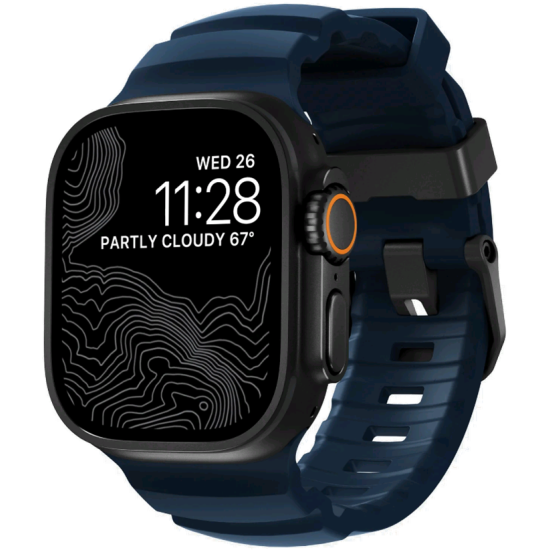 Λουράκι Apple Watch Ultra/SE/11/10/9/8/7/6/5/4 (49/46/45/44mm) Nomad Rocky Point Band Αδιάβροχο FKM & Τιτάνιο - Atlantic / Black (NM014827858)