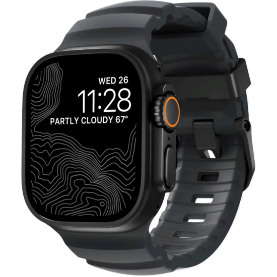Λουράκι Apple Watch Ultra/SE/11/10/9/8/7/6/5/4 (49/46/45/44mm) Nomad Rocky Point Band Αδιάβροχο FKM & Τιτάνιο - Storm / Black (NM014803858)