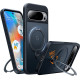 Θήκη Google Pixel 9 / 9 Pro Torras Ostand Spin Ανθεκτική Ημιδιάφανη με MagSafe & KickStand - Black (6938075602451)