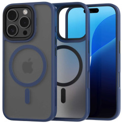 Θήκη iPhone 16 Pro Spacecase Hybrid MagSafe Σκληρή Ημιδιάφανη με MagSafe - Dark Blue (5905719111878)