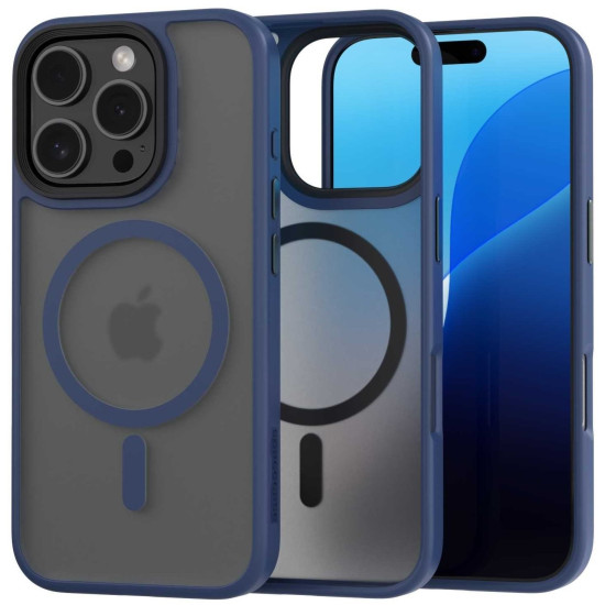 Θήκη iPhone 16 Pro Spacecase Hybrid MagSafe Σκληρή Ημιδιάφανη με MagSafe - Dark Blue (5905719111878)