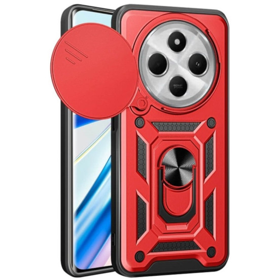 Θήκη Xiaomi Redmi 14C / Poco C75 Bodycell Armor Slide Ανθεκτική με Κάλυμμα για την Κάμερα & Μεταλλικό Ring Holder - Red (5206015080296)