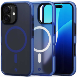 Θήκη iPhone 16 Spacecase Hybrid Fusion Mag Ημιδιάφανη Σκληρή με MagSafe - Dark Blue (5905719112394)