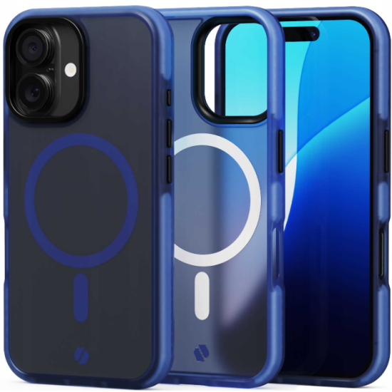 Θήκη iPhone 16 Spacecase Hybrid Fusion Mag Ημιδιάφανη Σκληρή με MagSafe - Dark Blue (5905719112394)