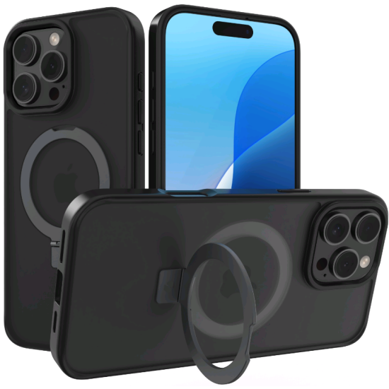 Θήκη iPhone 16 Pro Max Spacecase Ring Pro Mag Σκληρή με MagSafe & KickStand - Black (5905719112226)