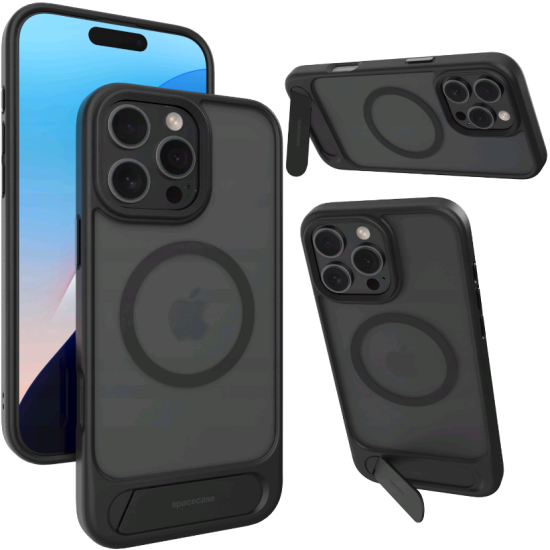 Θήκη iPhone 16 Pro Max Spacecase Stand Pro Mag Σκληρή με MagSafe & KickStand - Black (5905719112363)