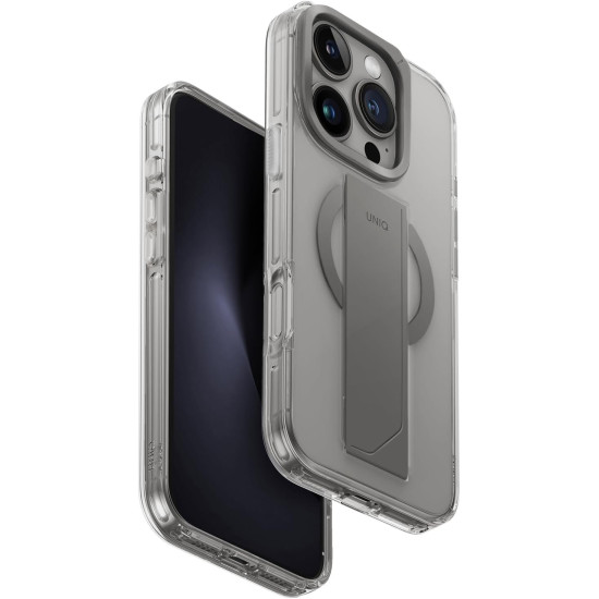 Θήκη iPhone 16 Pro Uniq Heldro Max Διάφανη με FlexGrip / KickStand & MagSafe - Clear (UNIQ-IP6.3P(2024)-HELMMCLR)
