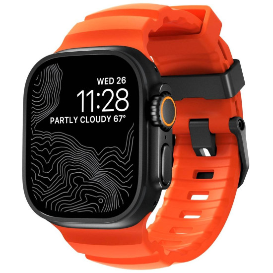 Λουράκι Apple Watch Ultra/SE/11/10/9/8/7/6/5/4 (49/46/45/44mm) Nomad Rocky Point Band Αδιάβροχο FKM & Τιτάνιο - Magma / Black (NM014865858)