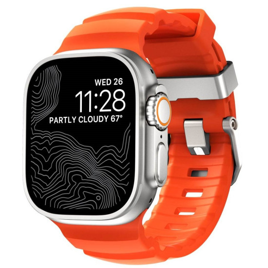 Λουράκι Apple Watch Ultra/SE/11/10/9/8/7/6/5/4 (49/46/45/44mm) Nomad Rocky Point Band Αδιάβροχο FKM & Τιτάνιο - Magma / Natural (NM014872858)