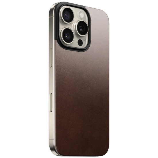 Κάλυμμα iPhone 16 Pro Nomad Magnetic Leather Back Horween Μαγνητικό Δερμάτινο Πλάτης με MagSafe - Rustic Brown (NM01362685)