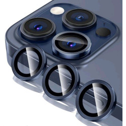 Tempered Glass iPhone 15 Pro / 15 Pro Max Spacecase QuickFit Camera Glass Αντιχαρακτικό Γυαλί Προστασίας για Φακό Κάμερας 2 Τεμάχια - Dark Blue (5905719112677)