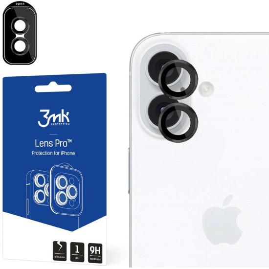 Tempered Glass iPhone 16 / 16 Plus 3MK Lens Protection Pro Αντιχαρακτικό Γυαλί Προστασίας για Φακό Κάμερας - Black (5903108588546)