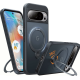 Θήκη Google Pixel 9 Pro XL Torras Ostand Spin Ανθεκτική Ημιδιάφανη με MagSafe & KickStand - Black (6938075602444)