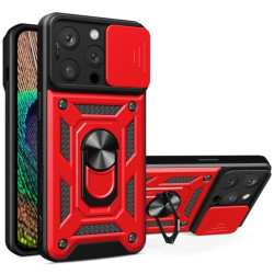 Θήκη iPhone 16 Pro Max Bodycell Armor Slide Ανθεκτική με Κάλυμμα για την Κάμερα & Μεταλλικό Ring Holder - Red (5206015080081)