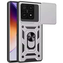 Θήκη Xiaomi 14T Pro Bodycell Armor Slide Ανθεκτική με Κάλυμμα για την Κάμερα & Μεταλλικό Ring Holder - Silver (5206015080241)