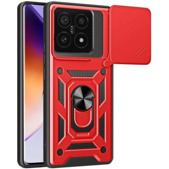 Θήκη Xiaomi 14T Pro Bodycell Armor Slide Ανθεκτική με Κάλυμμα για την Κάμερα & Μεταλλικό Ring Holder - Red (5206015080234)