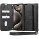 Θήκη iPhone 15 Pro Spigen Wallet S Pro Ανθεκτικό Πορτοφόλι με Αποσπώμενο Λουράκι Χειρός / Λαιμού - Black (ACS06740)