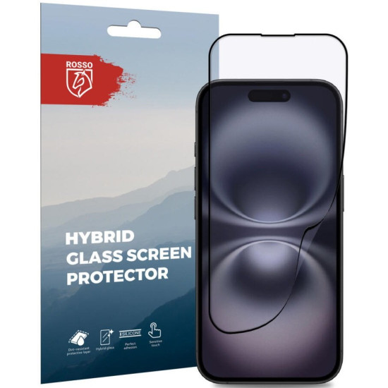 Hybrid Glass iPhone 16 Rosso FullFace Αντιχαρακτικό Υβριδικό Προστατευτικό Οθόνης - Black (8719246461064)