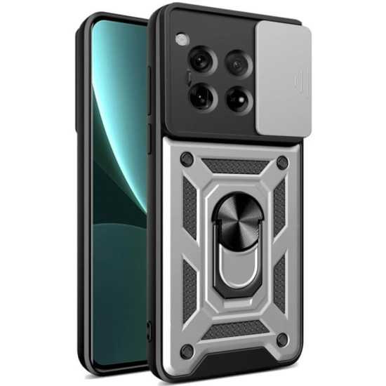 Θήκη OnePlus 12 Bodycell Armor Slide Ανθεκτική με Κάλυμμα για την Κάμερα & Μεταλλικό Ring Holder - Silver (5206015080128)