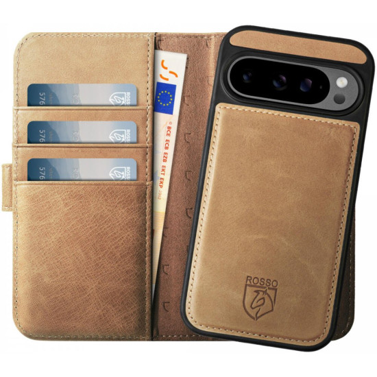 Θήκη Google Pixel 9 Pro XL Rosso Elite Δερμάτινο Πορτοφόλι με MagSafe - Light Brown (8719246461835)