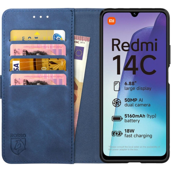 Θήκη Xiaomi Redmi 14C / Poco C75 Rosso Element PU Πορτοφόλι - Blue (8719246465710)