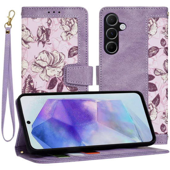 Θήκη Samsung Galaxy A55 Techsuit FlipCraft Πορτοφόλι από Οικολογικό Δέρμα με Αποσπώμενο Λουράκι Χειρός - Mysterious Purple (5949419166387)