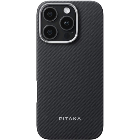 Θήκη iPhone 16 Pro Max Pitaka Ultra-Slim MagEZ Case 6 Aramid Fiber Body με MagSafe 0.85mm 600D - Black / Grey / Twill (KI1601PMA)