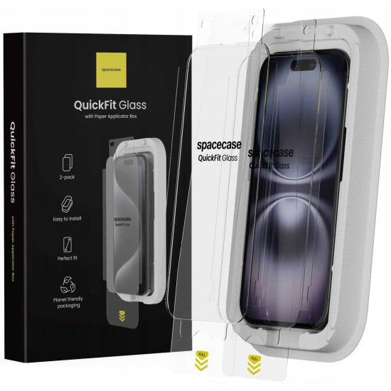 Tempered Glass iPhone 16 / 15 Spacecase QuickFit Glass Αντιχαρακτικό Γυαλί Προστασίας Οθόνης με Απλικατέρ QuickFit 2 Τεμάχια - Clear (5905719112875)