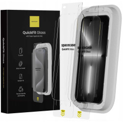 Tempered Glass iPhone 14 / 13 / 13 Pro Spacecase QuickFit Glass Αντιχαρακτικό Γυαλί Προστασίας Οθόνης με Απλικατέρ QuickFit 2 Τεμάχια - Clear (5905719112790)