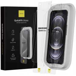 Tempered Glass iPhone 12 / 12 Pro Spacecase QuickFit Glass Αντιχαρακτικό Γυαλί Προστασίας Οθόνης με Απλικατέρ QuickFit 2 Τεμάχια - Clear (5905719112776)