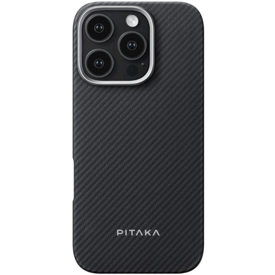 Θήκη iPhone 16 Pro Pitaka Ultra-Slim MagEZ Case 6 Aramid Fiber Body με MagSafe 0.85mm 600D - Black / Grey / Twill (KI1601PA)
