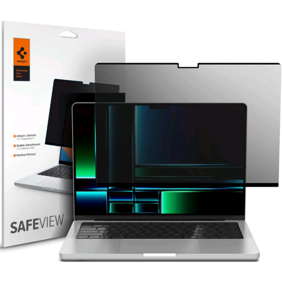 Μεμβράνη Προστασίας MacBook Pro 14" M1-M5 / M5 Pro / M5 Pro Max 2026 - 2021 Spigen Safe View Μαγνητική Απορρήτου Οθόνης - Privacy (AFL06158)